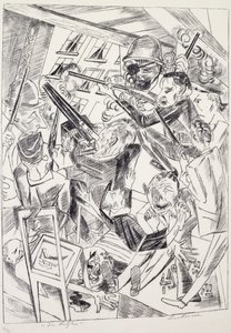 De sista, av Max Beckmann (1884-1950), litografi. Tyskland, 1900-talet. av Max Beckmann