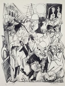 Gatan, av Max Beckmann (1884-1950), gravyr. Tyskland, 1900-talet. av Max Beckmann