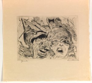 Teater, tallrik 8 från portfolion "Faces" av Max Beckmann