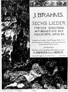 Frontispice till "Sex Lieder opus 97" (Sex Songs opus 97) av Johannes Brahms (1833-1897) av Max Klinger
