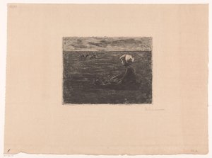 Ung getherde sitter på fältet av Max Liebermann (signed by artist)