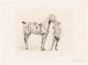 Man med ridhäst av Max Liebermann (signed by artist)