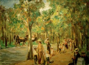 Gränd i djurparken med barnvagnar och vagn av Max Liebermann