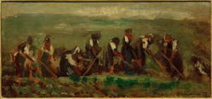 Arbetare i betfältet - sammansättningsstudie av Max Liebermann