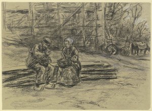 En arbetare som äter sin lunch av Max Liebermann
