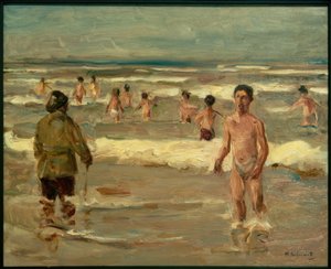 Pojkar badar i havet av Max Liebermann