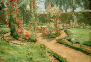Rosenträdgården i Wannsee med dottern och barnbarnet av Max Liebermann