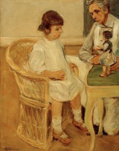 Konstnärens barnbarn i en korgstol till höger. av Max Liebermann