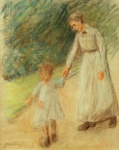 Barnbarn med barnflicka av Max Liebermann