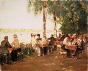 Trädgårdsrestaurang vid vattnet av Max Liebermann
