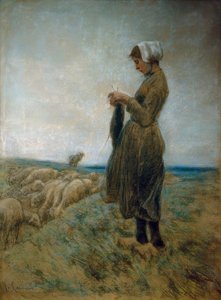 Holländsk herdeflicka (stickande herdinna) av Max Liebermann