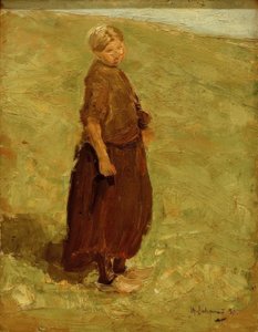 Flicka på dynen, stående till höger av Max Liebermann