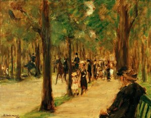 Promenad i djurparken med vandrare och en häst av Max Liebermann