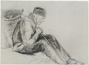 En sittande bonde i profil av Max Liebermann