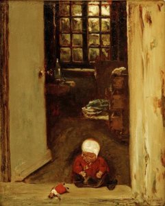 Lekande barn i ytterdörren av Max Liebermann