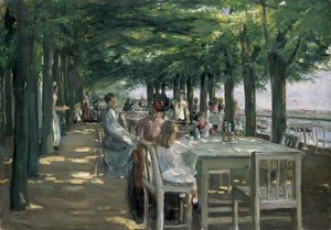 Terrassen på restaurang Jacob i Nienstedten på Elbe
