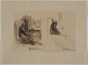 Två porträtt av hans far Louis Liebermann i fåtöljen av Max Liebermann