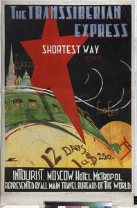 Le Transsiberien - Transsiberian express (affisch från Intourist company) - Litvak, Max (1898-efter 1943) - 1930 - Färglitografi - Ryska statsbiblioteket, Moskva av Max Litvak