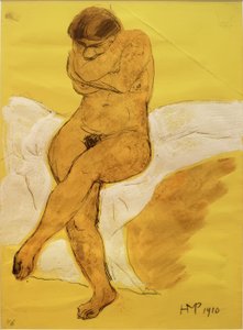 Akt sitzend mit gekreuzten Armen