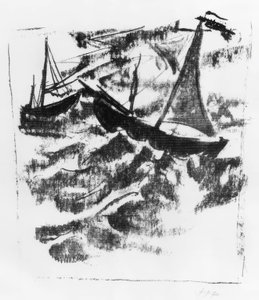 Boote im Sturm von Max Pechstein