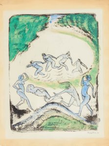 Dansen (Dansande och badande vid skogssjön) av Max Pechstein