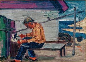 Lude beim Dengeln von Max Pechstein