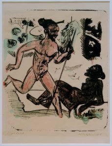 Palau III (löpare och akt) av Max Pechstein