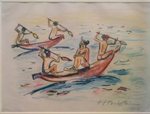 Resebilder Italien - Sydhavet (båtar på Palau) av Max Pechstein