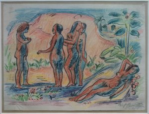 Resebilder Italien - Sydhavet (kvinnor) av Max Pechstein