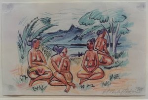 Resebilder Italien - Sydhavet (Sittande kvinnor) av Max Pechstein