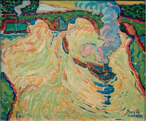 Seine-Brücke mit kleinem Dampfer von Max Pechstein