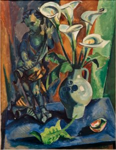 Stilleben med putto och calla av Max Pechstein