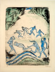 Dansen (Dansare och badare vid skogssjön) av Max Pechstein