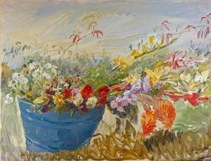 Blomsterstilleben utomhus. 1917