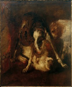 Hund som leker med katt av Max Slevogt