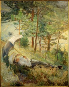 Sommarmorgon (kvinna med paraply)