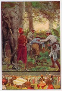 Illustration för Around The World In Eighty Days av Jules Verne (färg litho)
