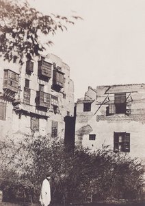 Kairo, hus och trädgård i de franska kvarteren, med Gustave Flaubert, 1850 av Maxime Du Camp