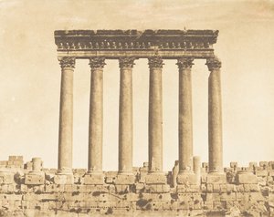 Kolonnaden av solens tempel, i Baâlbek Heliopolis, 15 september 1850. av Maxime Du Camp