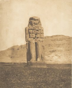 Restaurerad Colossus of Amenophis III, vid Thebes Vocal Statue eller Colossus of Memnon, 1849-50. av Maxime Du Camp
