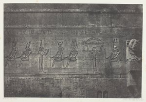 Det stora templet i Denderah (Teutyres), skulpturer från den bakre fasaden; Övre Egypten, plansch 20 från albumet "Egypte, Nubie, Palestine et Syrie" (1852) av Maxime Du Camp