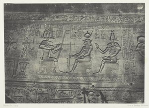 Det stora templet i Denderah (Teutyres), skulpturer från den bakre fasaden; Övre Egypten, plansch 19 från albumet "Egypte, Nubie, Palestine et Syrie" (1852) av Maxime Du Camp