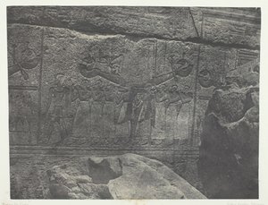 Karnak Palace, Exteriör Skulpturer av Granit Sanctuary, Thebe, 184951, tryckt 1852. av Maxime Du Camp