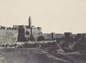 Palestina. Jerusalem. Västra delen av murarna, 1850. av Maxime Du Camp