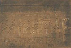 Sniderier på den bakre fasaden av det stora templet i Dendera Tentyris, 1849-50. av Maxime Du Camp