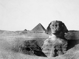 Den stora sfinxen och pyramiderna i Giza, Egypten, 1852