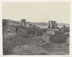 By och tempel på ön Beghé, väster om Philoe; Nubien, plansch 81 från albumet "Egypte, Nubie, Palestine et Syrie" (1852) av Maxime Du Camp
