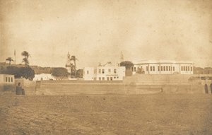 Utsikt över Syout - Pashas palats, 1850. av Maxime Du Camp