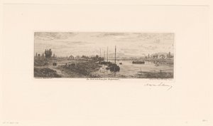 Utsikt över Seine nära Argenteuil Les bords de la Seine près Argenteuil (titel på objekt) av Maxime François Antoine Lalanne (signed by artist)