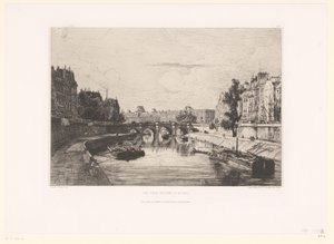 Utsikt över Pont Saint-Michel i Paris Vue prize du pont St. Michel (titel på objekt)